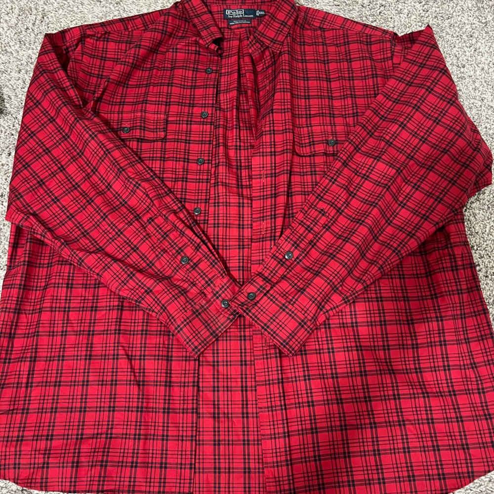 Polo by Ralph Lauren Black and Red Button Down XXL